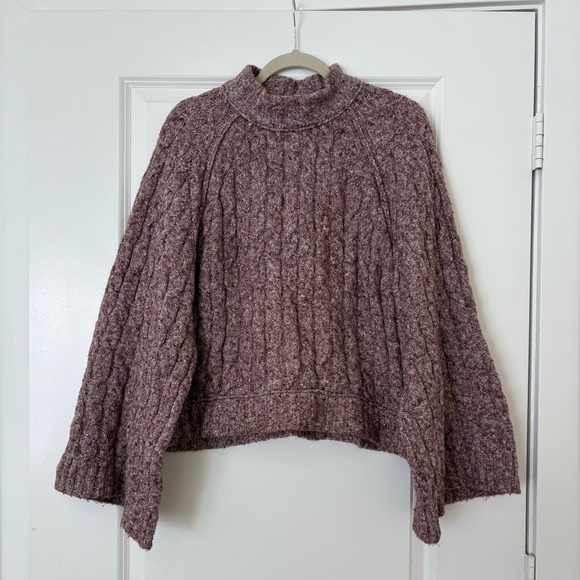 Free People Sweaters - Free People Mauve Cable Knit Turtleneck Sweater
